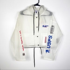 Forever 21 USPS See through Clear Cropped Rain Coat Jacket Womens Size Medium